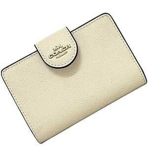 Coach Bifold Medium Corner Zip Wallet ec-24781 White 6390 Unused Leather COAC...